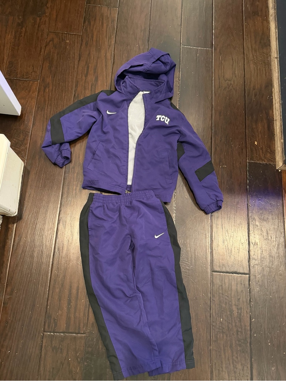 Nike TCU Horned Frogs Toddler 4T Purple Hooded Windbreaker Jacket Pants Set